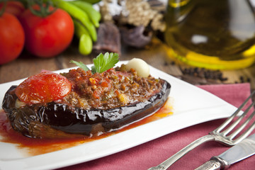 Aubergine Eggplant Meal - Karniyarik (Riven Belly)