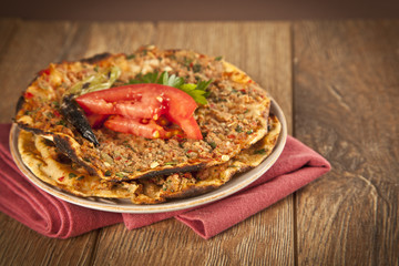Turkish specialty pizza lahmacun pide