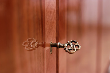 Old, antique, gold key