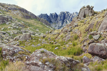 Fototapeta na wymiar Agulhas Negras (black needles) mountain in Itatiaia National Par