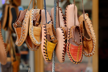 Turkish leather slipper, shoot in Istanbul