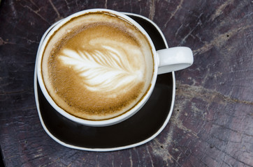 coffee cup on the shabby wood