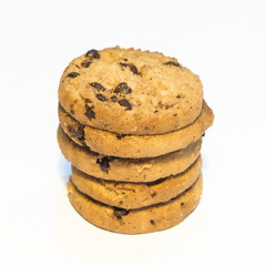 Chocolate chip cookie isolated on white background