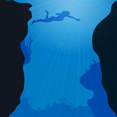 Vector silhouette of divers.