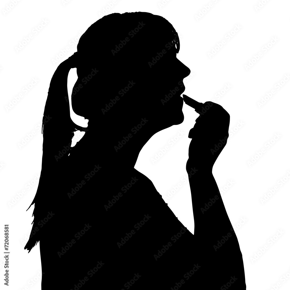 Wall mural Vector silhouette of a woman.