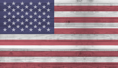 Usa flag wood plank wall texture background