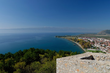 coast of Ohrid lake from the fortress, Republic of Macedonia