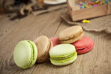 A lot of french colorful macarons