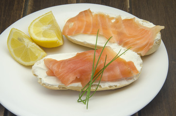 Appetizer of smoked salmon