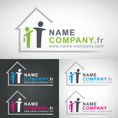 courtier courtage credit pret immobilier agence immobiliere logo - obrazy, fototapety, plakaty