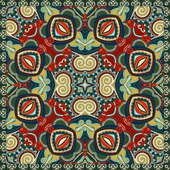 Gordijnen Traditional ornamental floral paisley bandanna. Square ornament © Kara-Kotsya