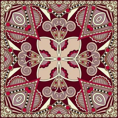 Fototapeten Traditional ornamental floral paisley bandanna. Square ornament © Kara-Kotsya