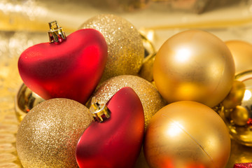 Christmas balls and hearts