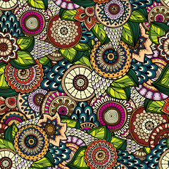 Seamless flower retro background in vector.