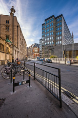 Typical Street with Rental Bicycles Parking in London, United Ki