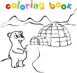 Polar bear, ice yurt igloo coloring book