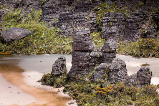 Bizarre ancient rocks of the plateau Roraima tepui - Venezuela
