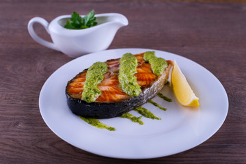 salmon with sauce chimichurri
