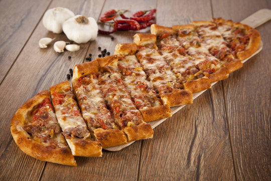 Turkish pide beef and cheese pita