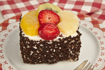 Fruit Cake with chocolate cream