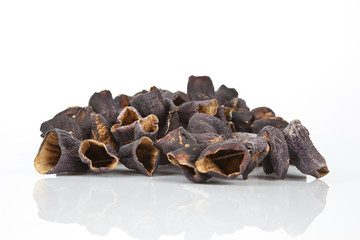 Dried aubergines for stuffing. Vegetables eggplants