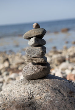 Stone tower on rocks