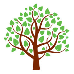 vector tree and green leafs