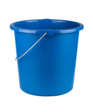Single plastic blue bucket