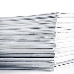 Magazines up close shot on white background