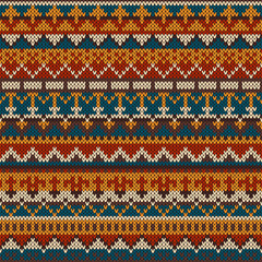 Knitted seamless pattern in Fair Isle style