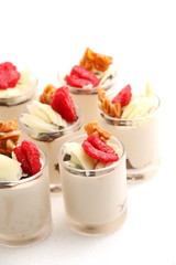 desserts of tiramisu with fresh raspberry