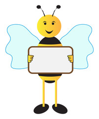 Bee holding sign board