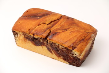 chocolate swirls on a marble cake