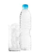 Naklejka premium Drinking Water and real Ice isolated on white background
