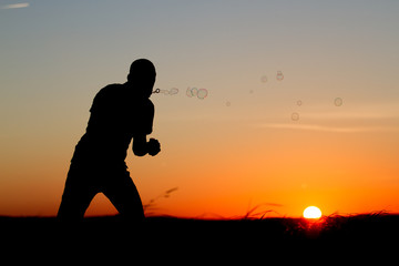 Spaß im Sonnenuntergang