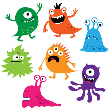 Set of cute colorful monsters