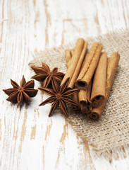 Star anis and cinnamon stick