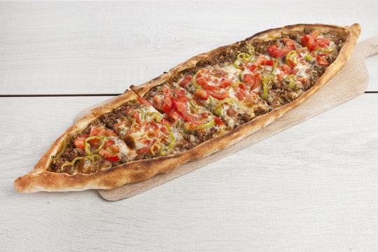 Turkish pide beef and cheese pita