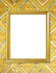 golden frame on Thai style buddha wall background