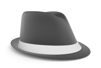 Classic mens fedora in gray, over a white background