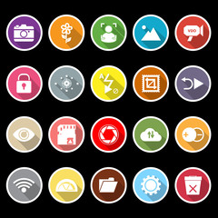 Photography sign flat icons with long shadow