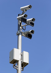 Security surveillance cameras isolated