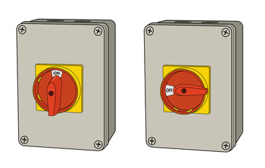 Industrial electrical rotary switch, on and off versions