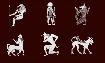 Planche symboles &eacute;gyptiens, Anubis, Thot