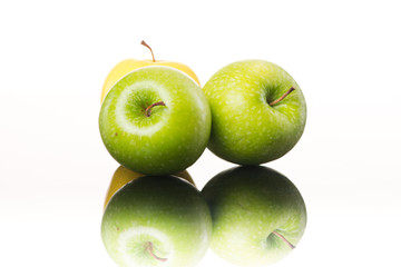 Juicy apples on white background