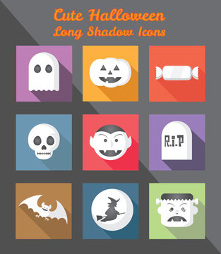 Holloween Long Shadow Square Icons