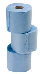 blaue Toilettenpapierrollen