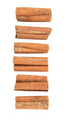 Cinnamon sticks over white background
