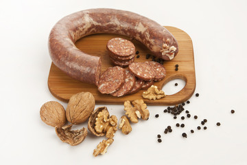 Turkish Sausage (sucuk) isolated white background
