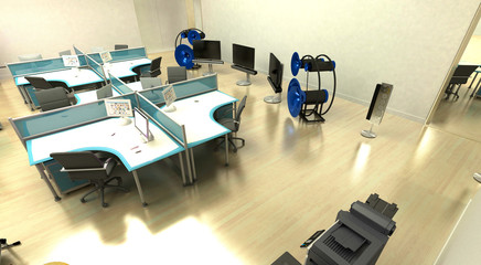 Ufficio coworking scrivanie, studio , startup